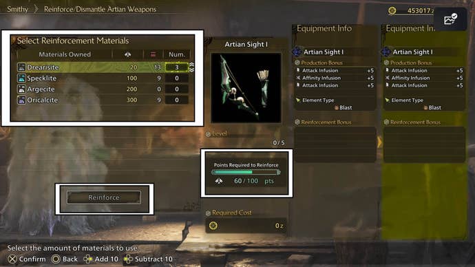 monster hunter wilds reinforce artian weapons materials points cost list