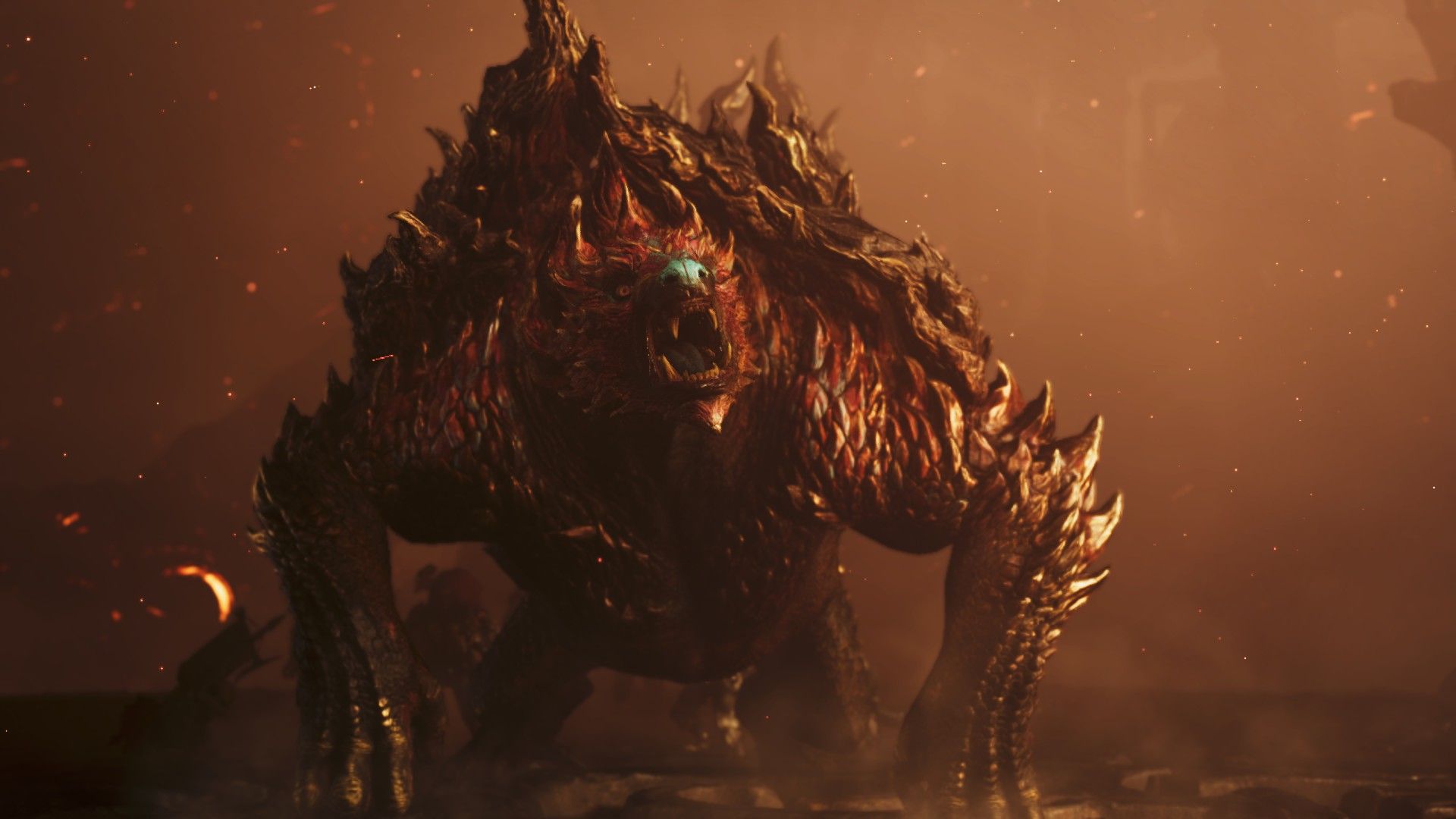 An ape-like monster approaches the camera in a rage. - 1