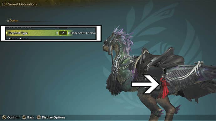 monster hunter wilds seikret decoration menu change pendant option