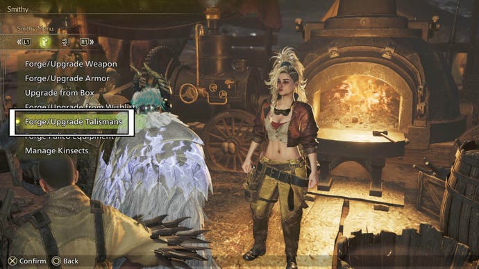 monster hunter wilds smithy forge upgrade talismans option
