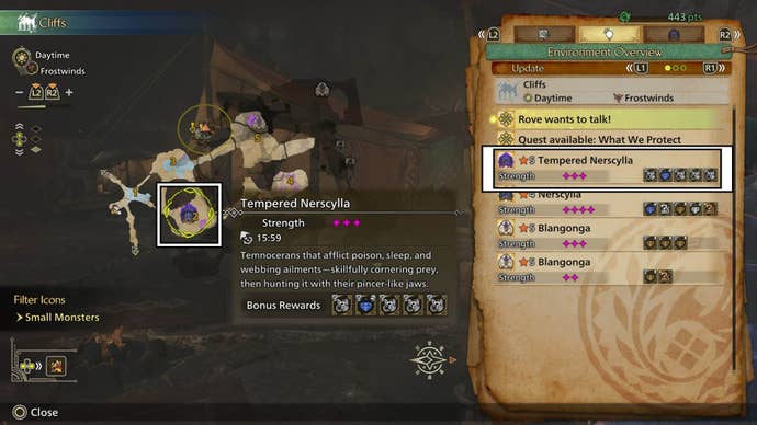 monster hunter wilds tempered nerscylla regional environmental map