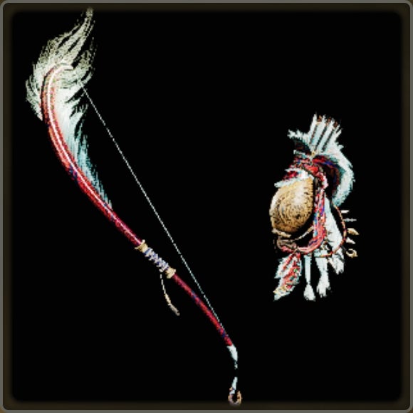 A close-up of a weapon in Monster Hunter Wilds against a black background. - 12