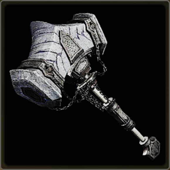 A close-up of a weapon in Monster Hunter Wilds against a black background.