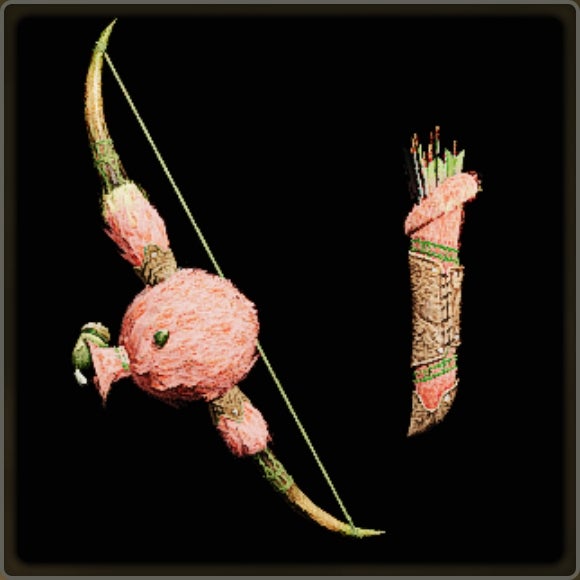 A close-up of a weapon in Monster Hunter Wilds against a black background.