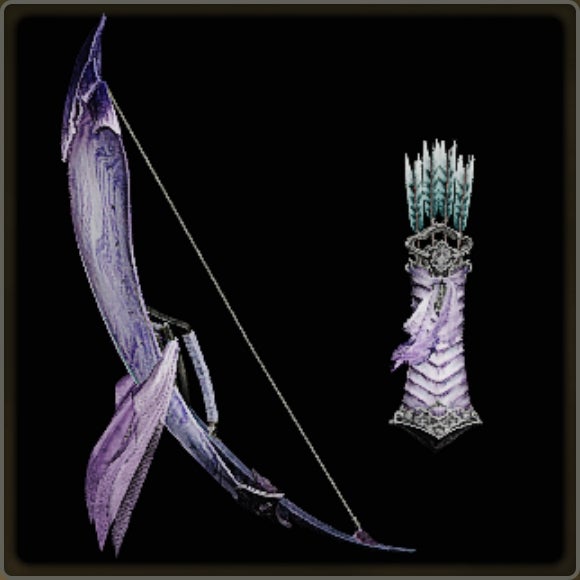 A close-up of a weapon in Monster Hunter Wilds against a black background.