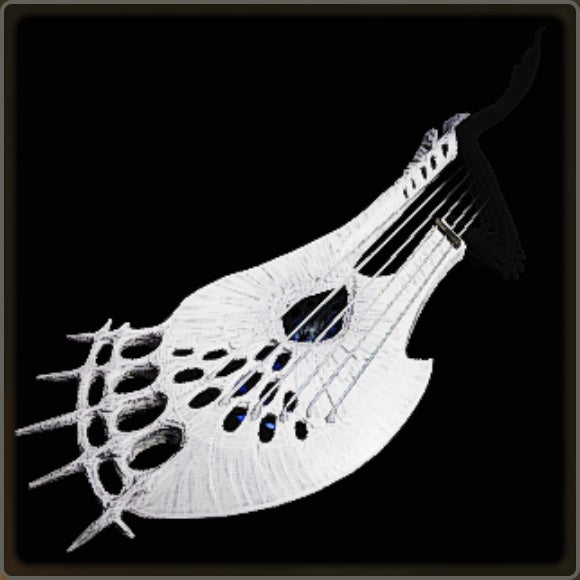 A close-up of a weapon in Monster Hunter Wilds against a black background. - 25