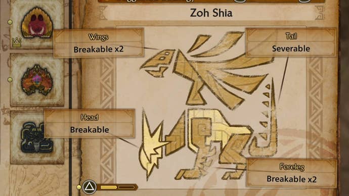 monster hunter wilds zoh shia weak points in monster field journal