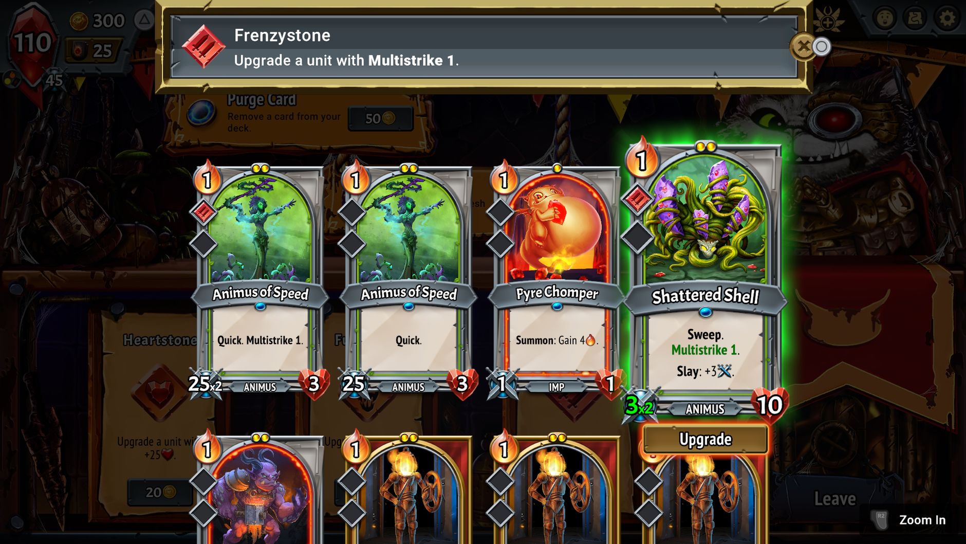 A view of some of the cards you can have in your deck in Monster Train - 3