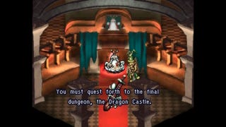 A screenshot of Moon: Remix RPG Adventure showing a pre-rendered 3D background of the inside of a building, with sprite character art on top.