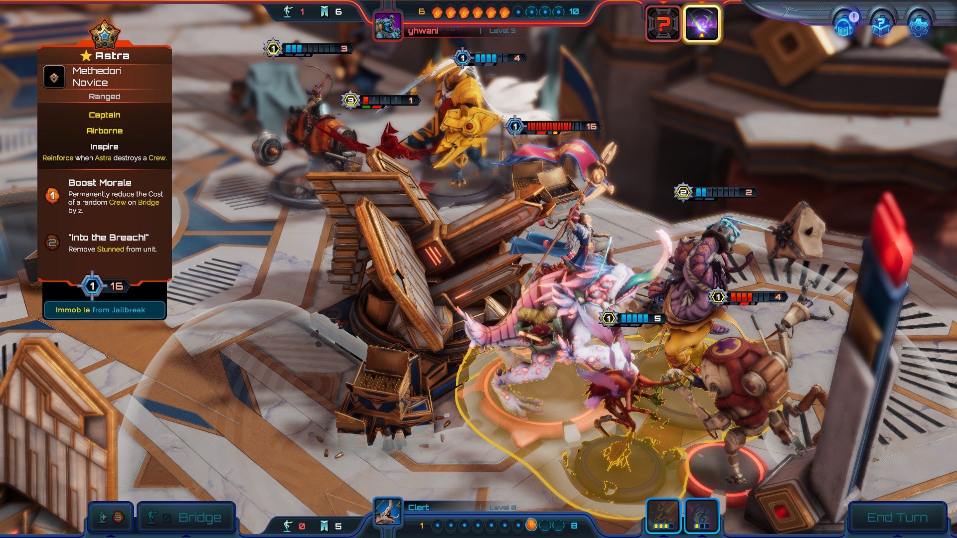 Miniatures, which are ironically quite big, locked in battle in Moonbreaker.