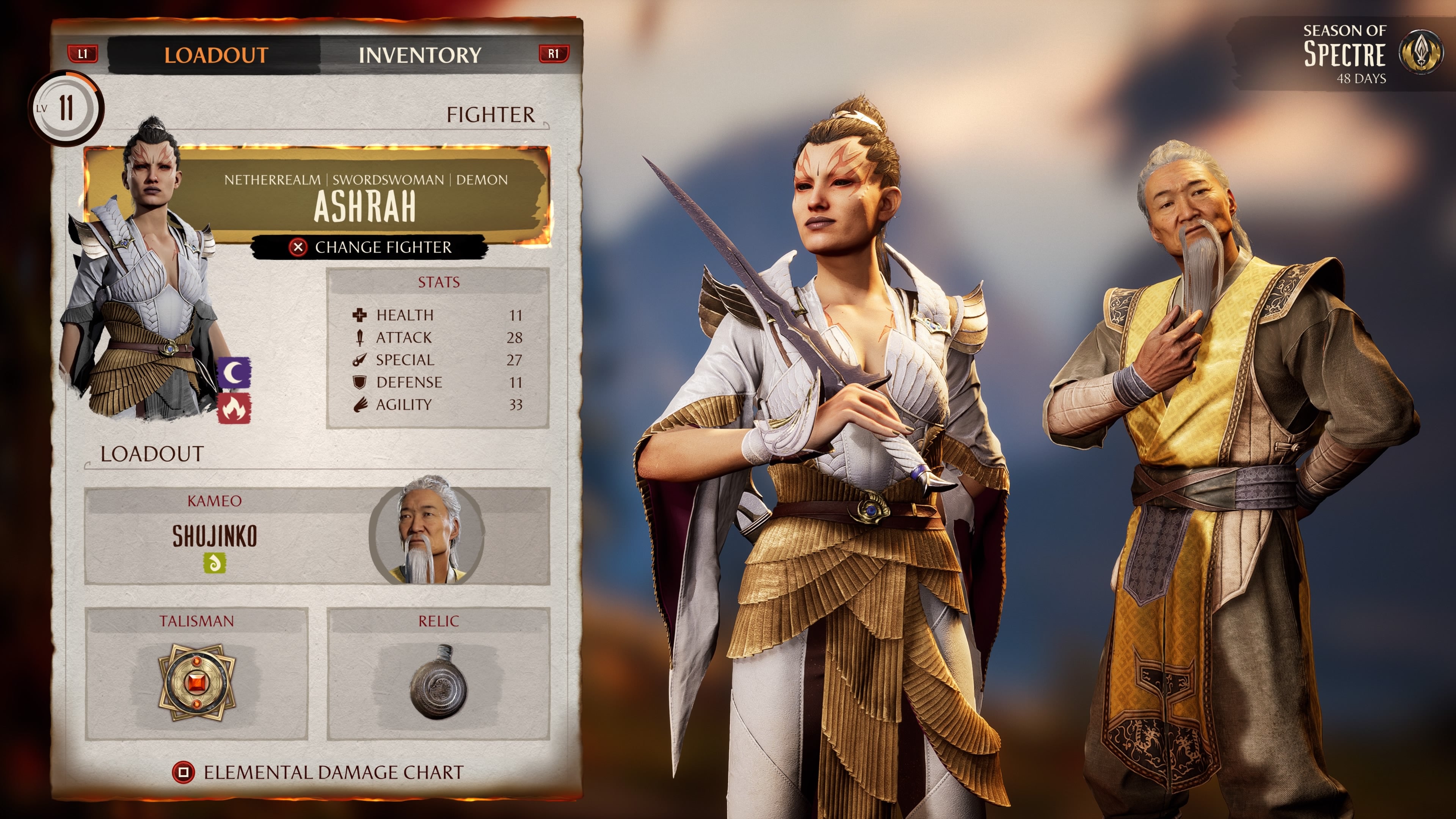 Mortal Kombat 1 Invasions Inventory Screen