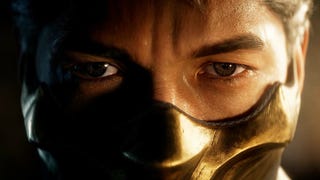 The eyes of Scorpion in a Mortal Kombat 1 screenshot.