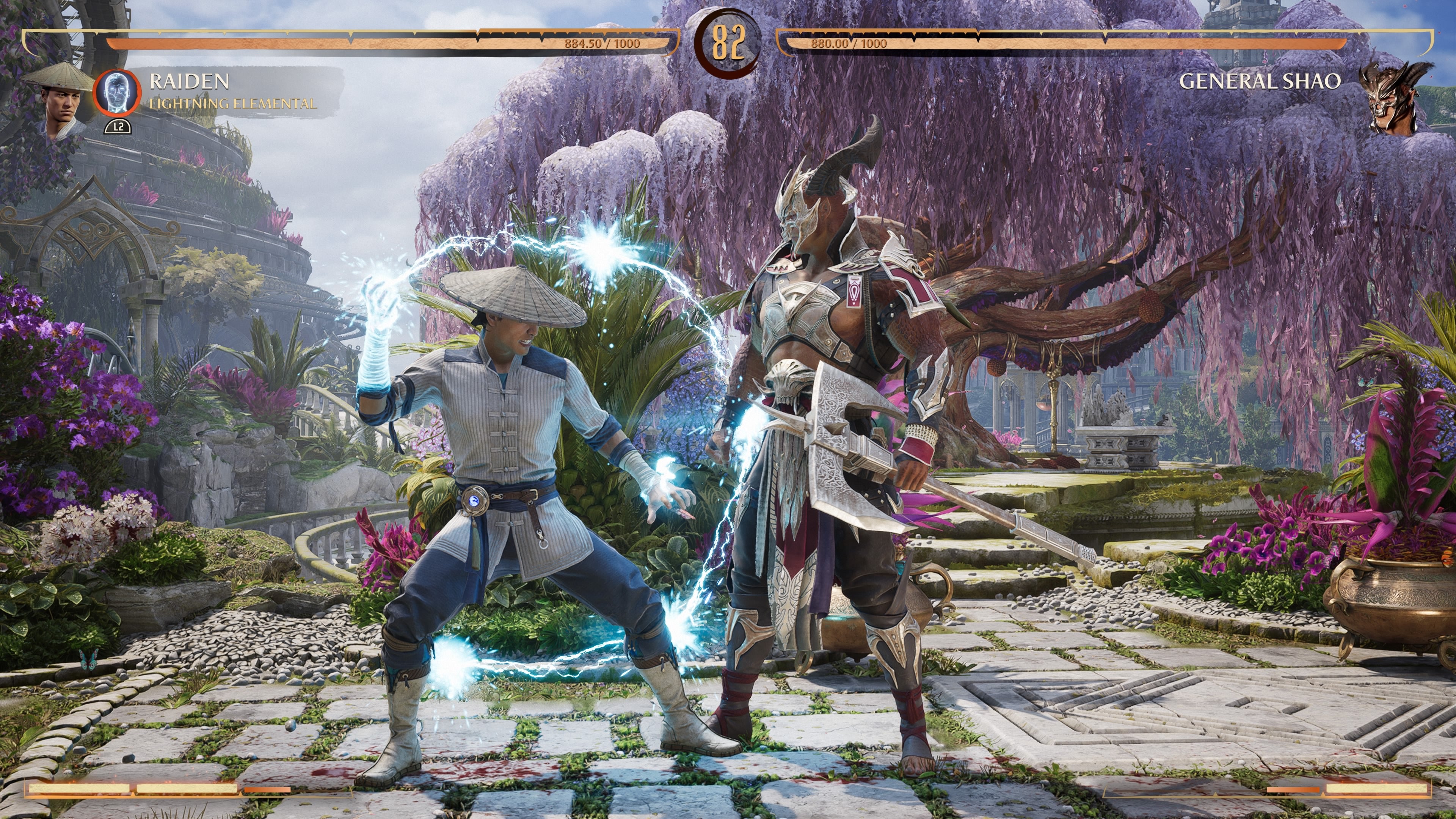 Raiden fights General Shao in Mortal Kombat 1