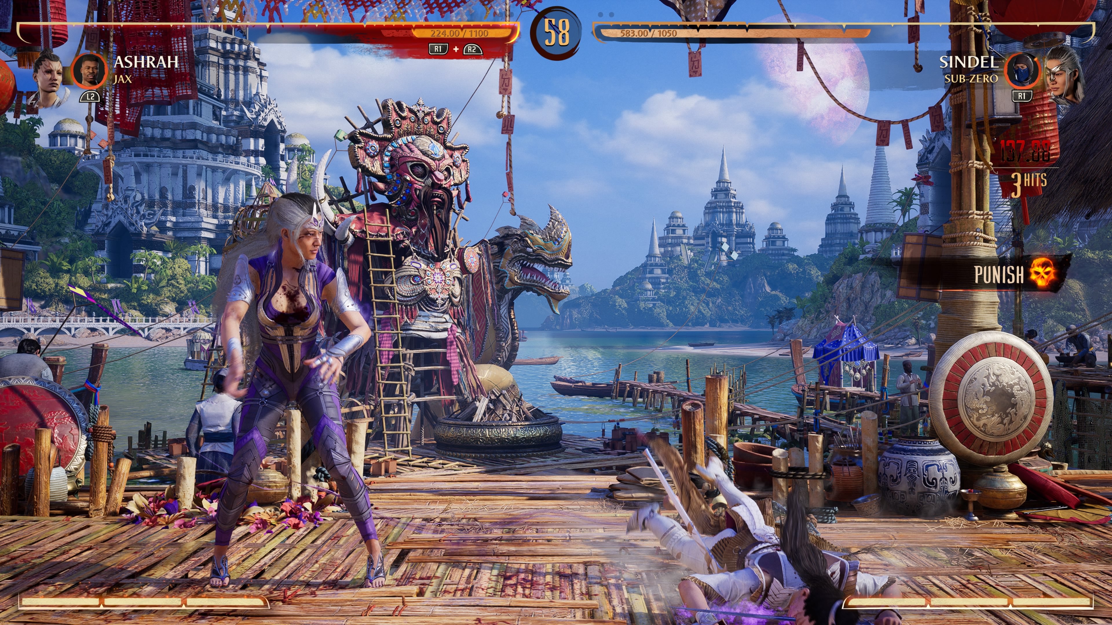 Sindel fights Ashrah in Mortal Kombat 1