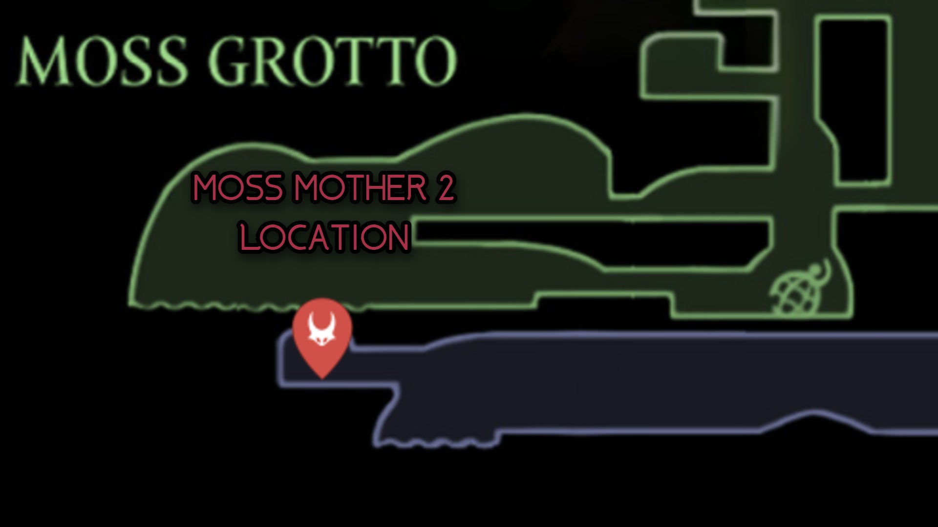 A map showing the location of the second encounter with the Moss Mother boss in Hollow Knight: Silksong. - 25