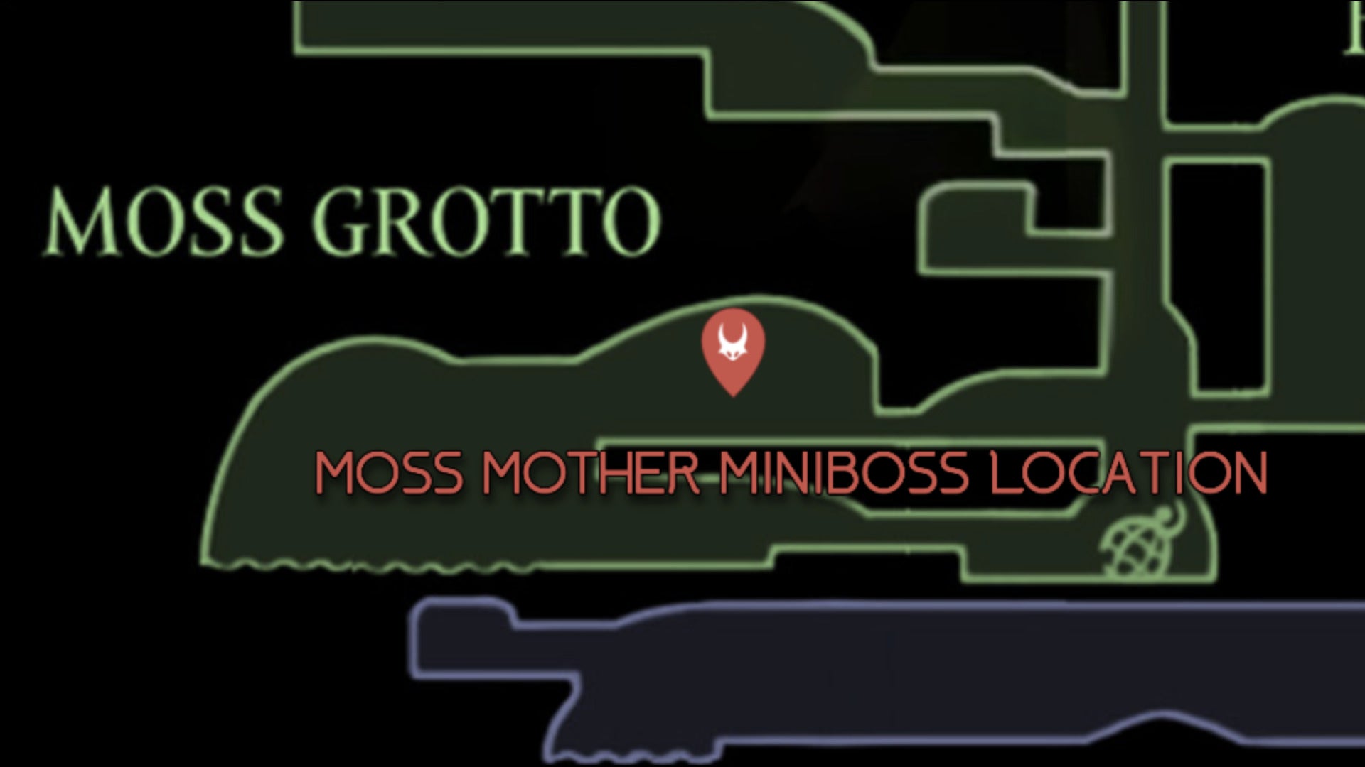A map showing the location of the Moss Mother Miniboss in Hollow Knight: Silksong - 70