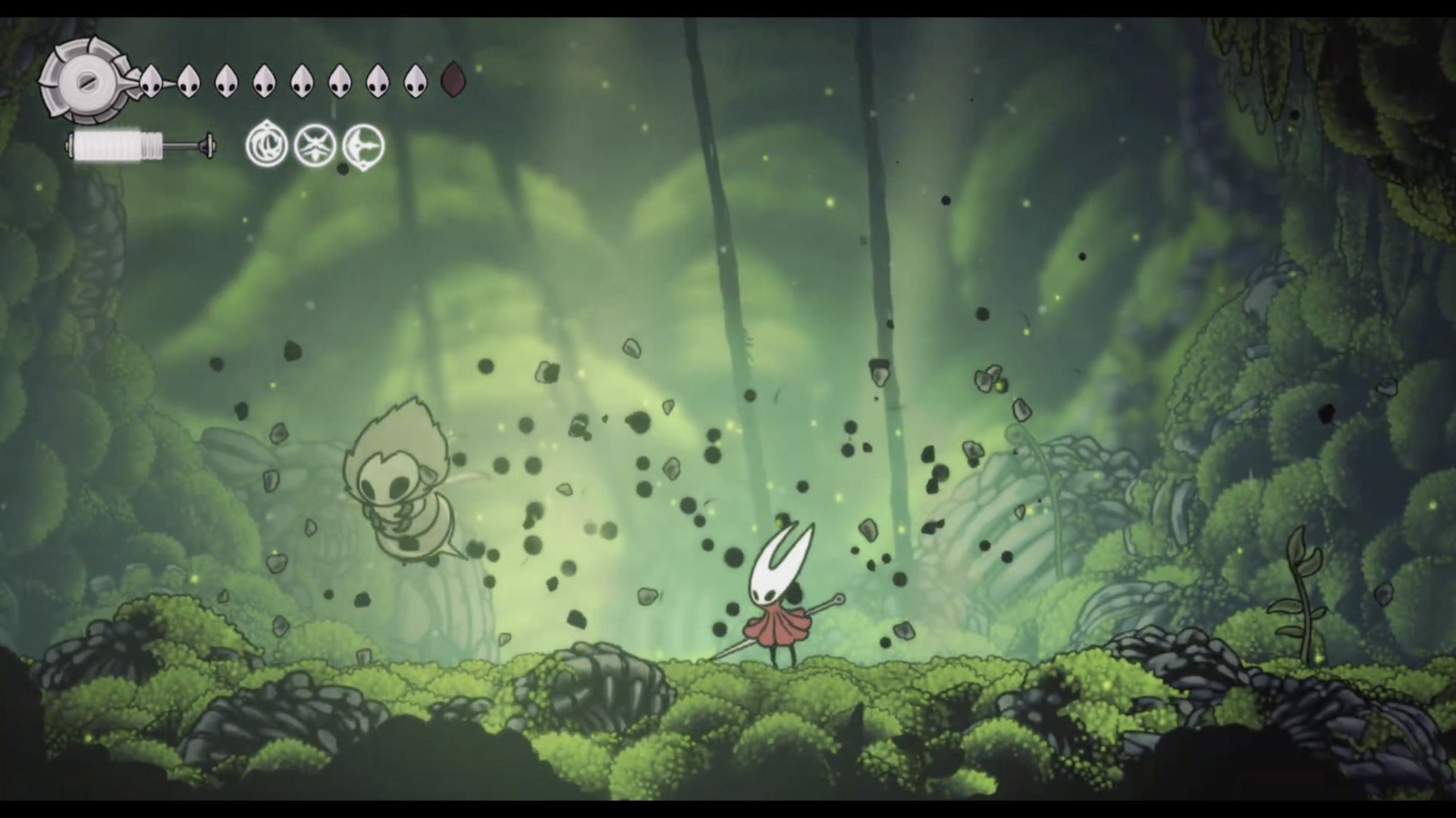 Hornet faces yet another Moss Mother which attacks like a miniboss/regular enemy in Hollow Knight: Silksong's Moss Grotto. - 69