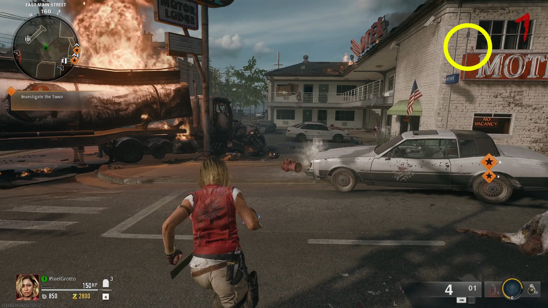 The location of an Aetherella statue hidden near the window of a motel on the Black Ops 6 Liberty Falls map. - 11