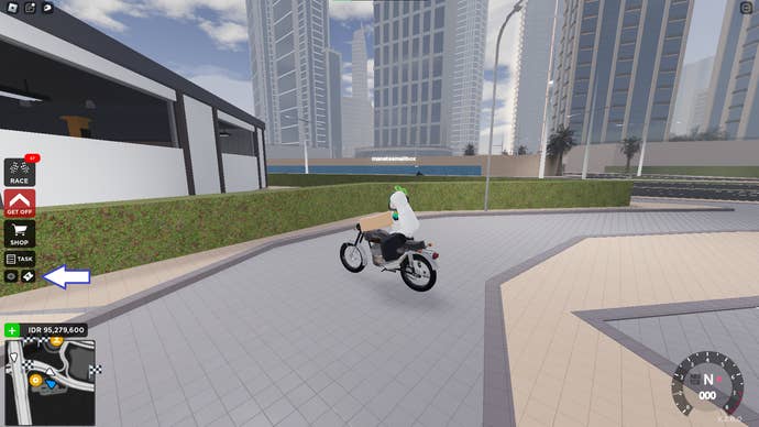 A screenshot from Moto Trackday Project in Roblox showing the game's codes button.