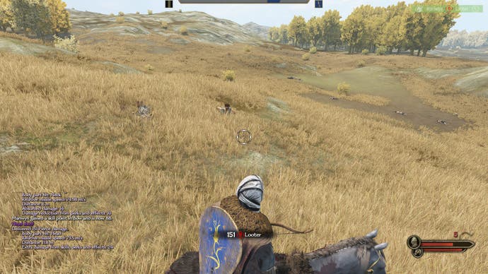 A sandy-brown field spotted with bodies that have been left there by a rider on horseback and their murderous bow. It is I, Bertie, the conqueror!