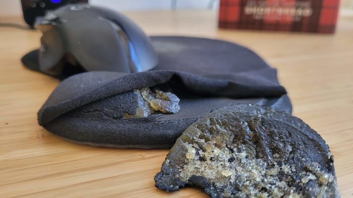 The horrible insides of a rotting mousepad.