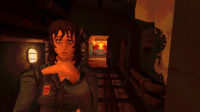 Anya stands worried in a corridor, as Curly on a stretcher lies in the background.