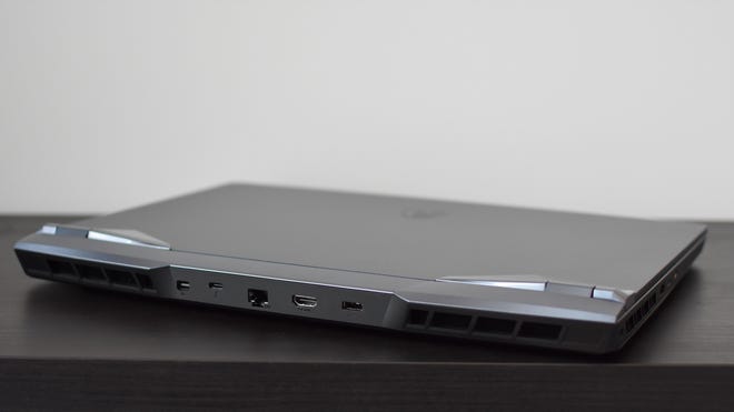 The MSI Raider GE76 (2022) gaming laptop on a table with its lid closed.