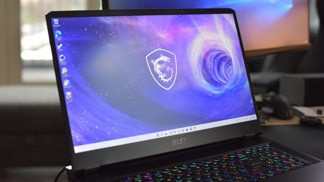 The display of the MSI Raider GE76 (2022) gaming laptop.
