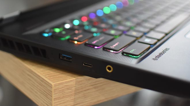 The left side ports of the MSI Raider GE76 (2022) gaming laptop.