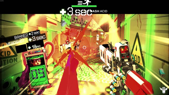 Jack blasts an enemy with a railgun in Mullet Mad Jack.