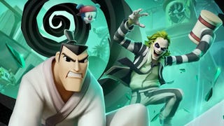 MultiVersus promotional art showing Samurai Jack, Beetlejuice, and Animaniacs' Wakko.
