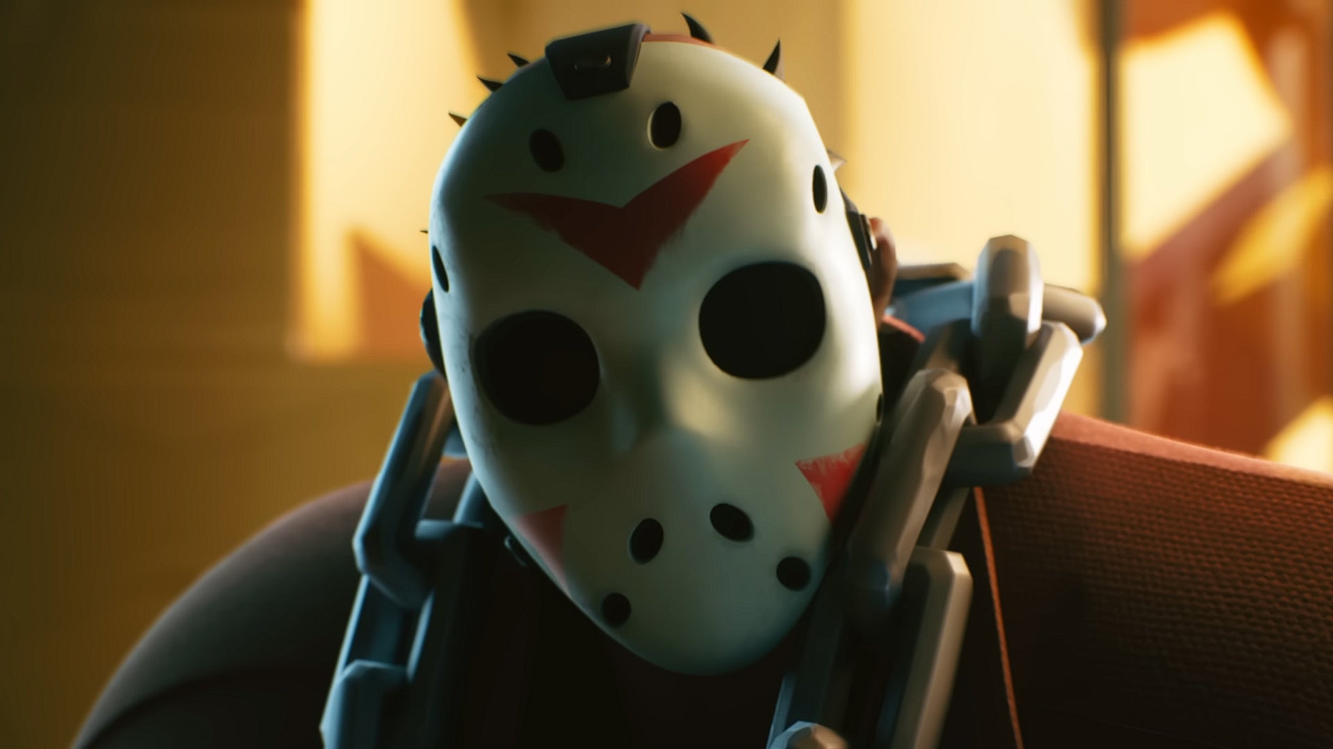 A cartoony Jason Voorhees from Friday the 13th wears a chain around his neck in MultiVersus - 1