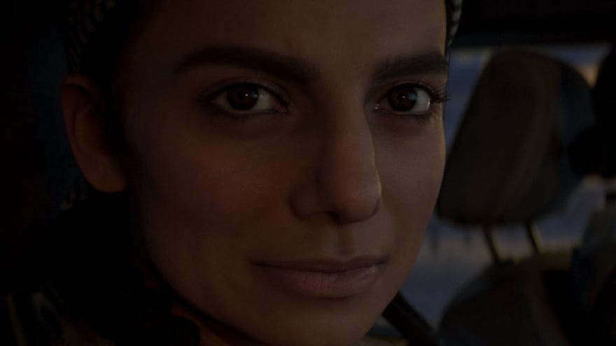 A close-up of Farah’s face in the Modern Warfare 3 campaign.