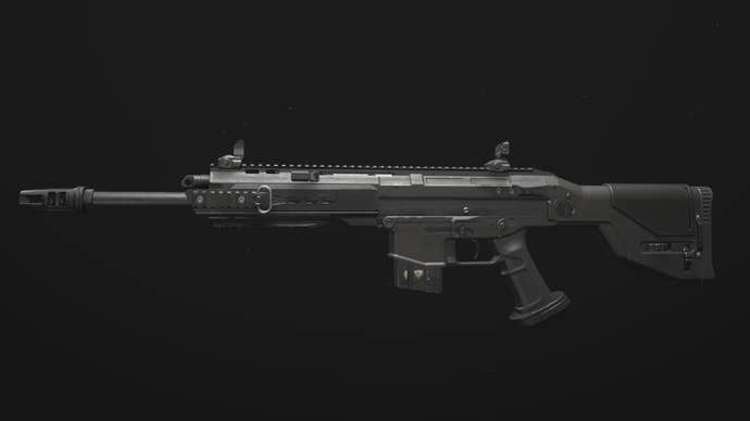 A close-up of the MCW 6.8 Marksman Rifle in Modern Warfare 3.