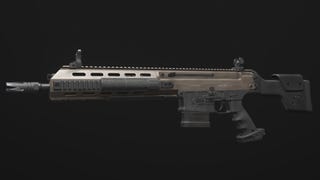 A close-up of the MTZ Interceptor Marksman Rifle in Modern Warfare 3.