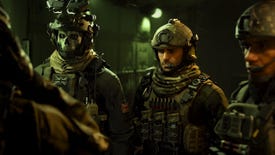 The squad of Ghost, Soap, and Gaz standing next to one another in the Modern Warfare 3 campaign.