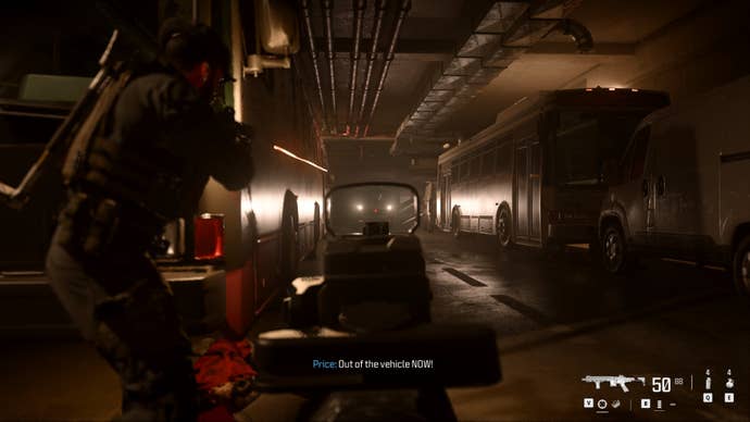 Aiming at an oncoming truck in MW3.