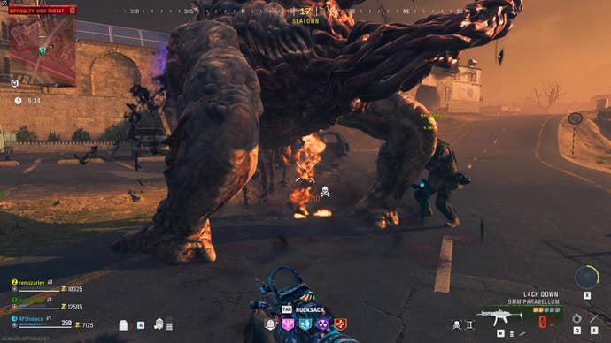 Smacking a huge boss in Modern Warfare 3’s zombies mode.