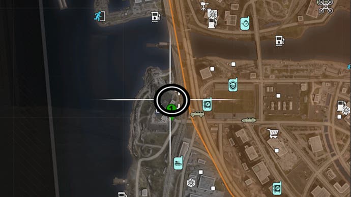 MW3 Zombies Ghalia Seaside Hotel portal location circled on map.