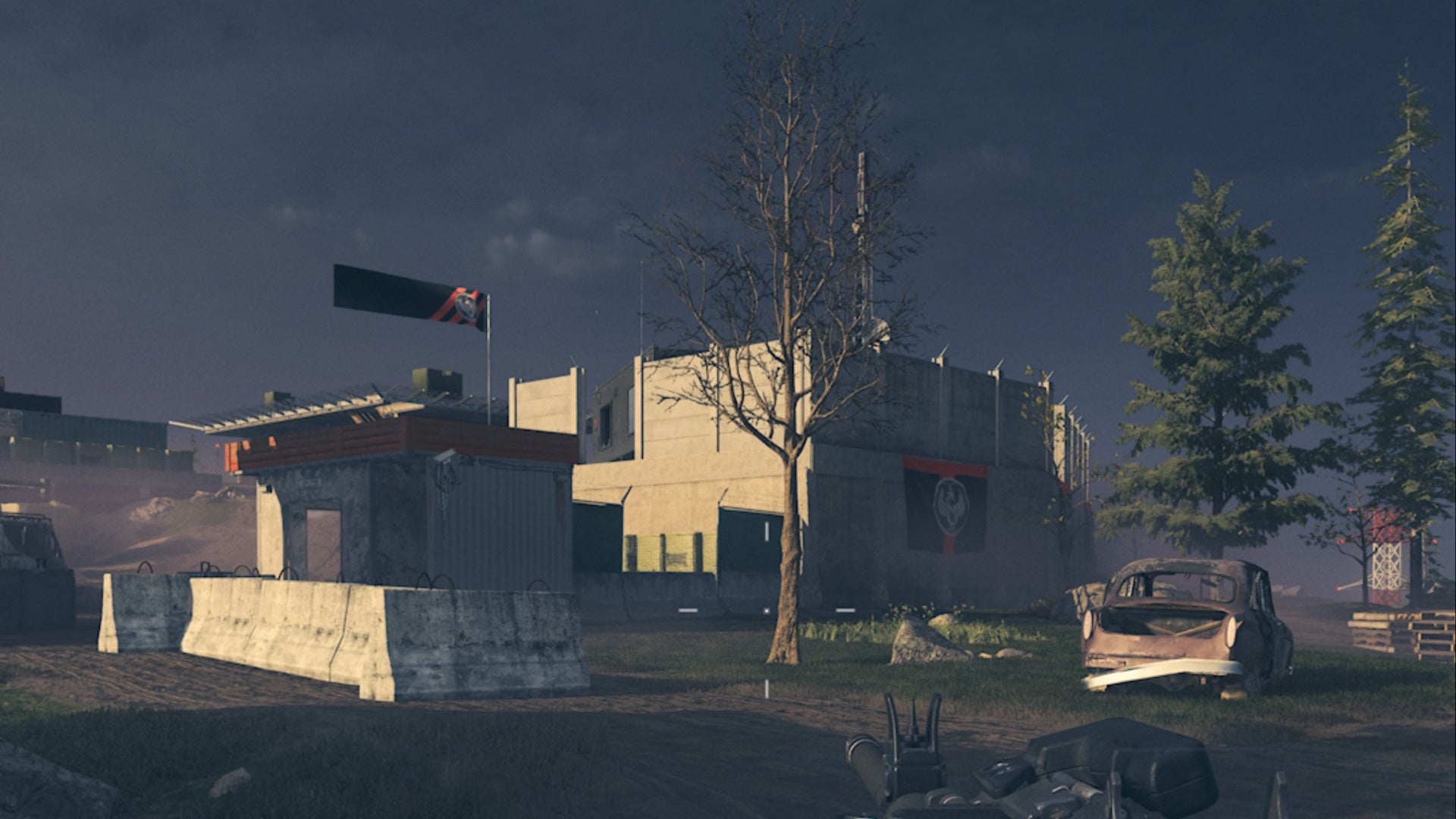 mw3 zombies the outside of legacy&rsquo;s fortress, a heavily fortified building with mercenary flags decorating it.