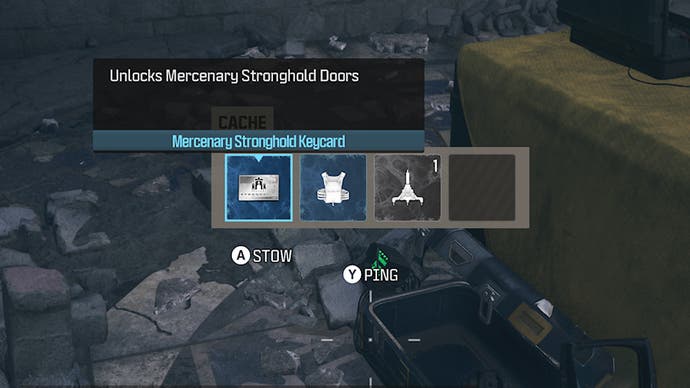mw3 zombies loot cache with merc stronghold keycard highlighted
