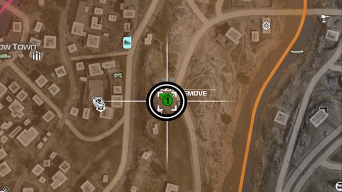 MW3 Zombies Low Town portal location marked on map.