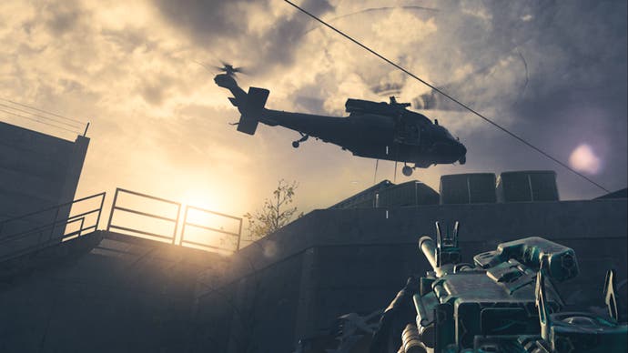 mw3 zombies merc helicopter dropping off more enemies at legacy's fortress