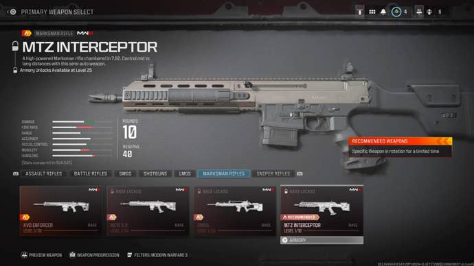 Modern Warfare 3 MTZ Interceptor gunsmith settings