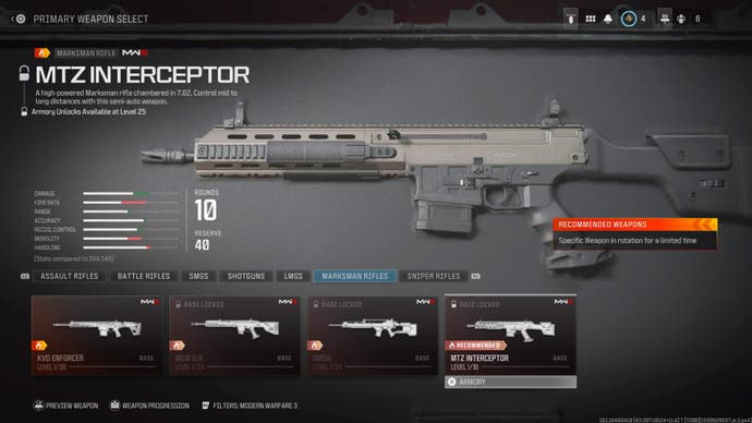Modern Warfare 3 MTZ Interceptor gunsmith settings