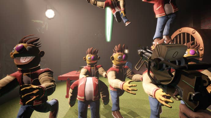 Entirely too many Ernie-like puppets approach the player in My Friendly Neighborhood