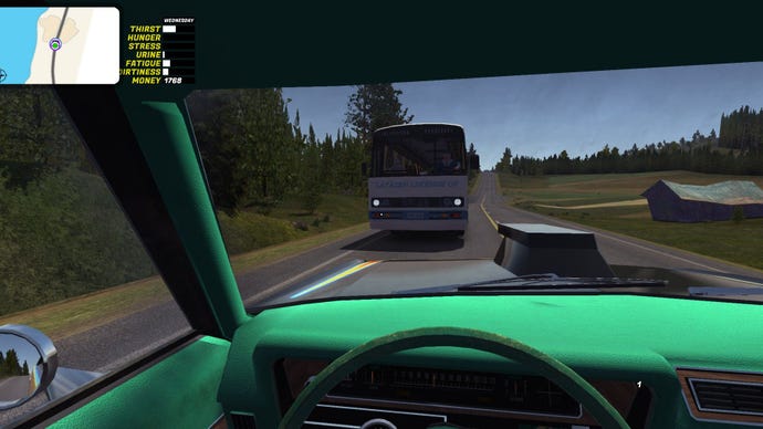 The player drives headfirst into a bus.