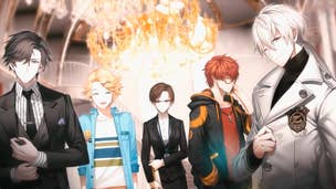 Anime artwork for Mystic Messenger showing the main characters in the game.