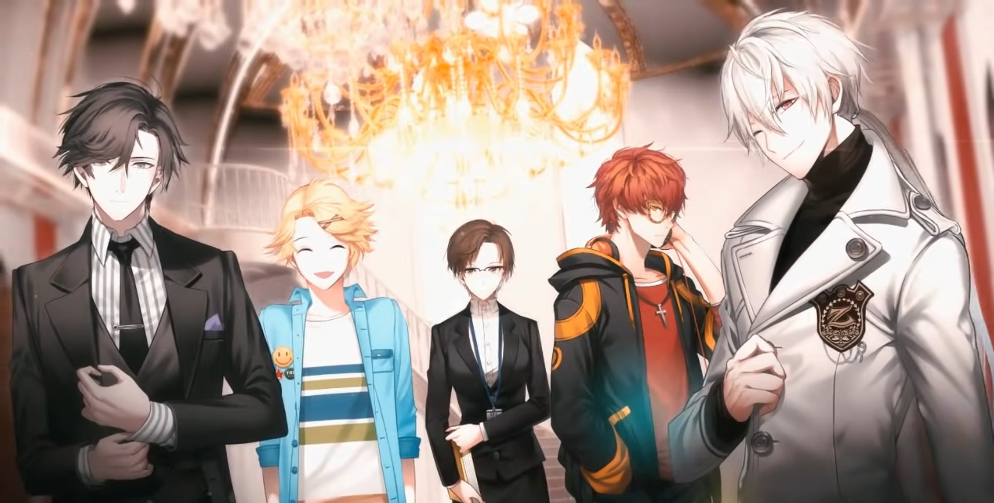 Anime artwork for Mystic Messenger showing the main characters in the game. - 1