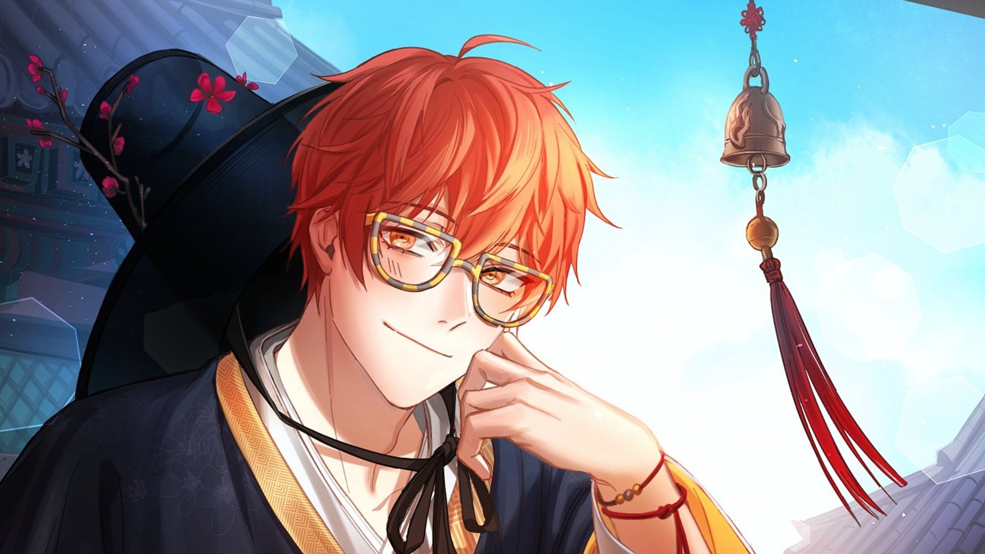 Seven poses and smiles in Mystic Messenger.